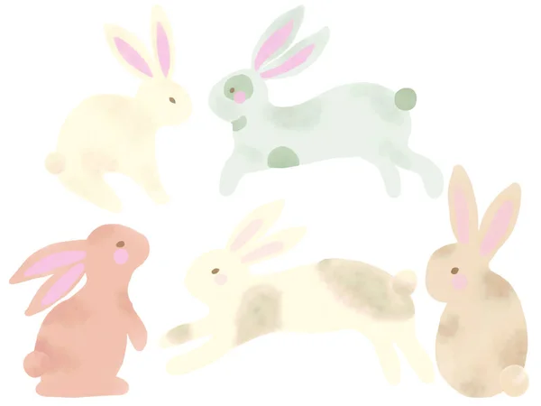 Boyası Çizimi Beyaz Arka Planda Izole Edilmiş Küçük Sevimli Tavşan — Stok fotoğraf