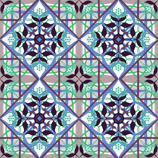 Seramik Renkli Fayanslar Akdeniz Azulejo Portekiz Evrensel Tasarım Kusursuz Desenler — Stok fotoğraf