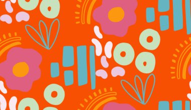 Kusursuz desenli, yaratıcı dekoratif çiçekli modern renkli tarzlı. Duvarda parmak izi, yastık, dekorasyon iç dekorasyon, bebek giyimi ve gömlek, tebrik kartı, moda kumaşı.. 