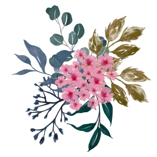 Little Flower Bouquet Ramo Fogliame Disegno Illustrazione Clipart Digitale Invito — Foto Stock