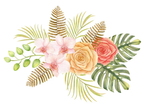 Baner Bukietowy Obramowanie Etykieta Kwiat Suszone Rośliny Botaniczny Charakter Egzotyczny — Zdjęcie stockowe