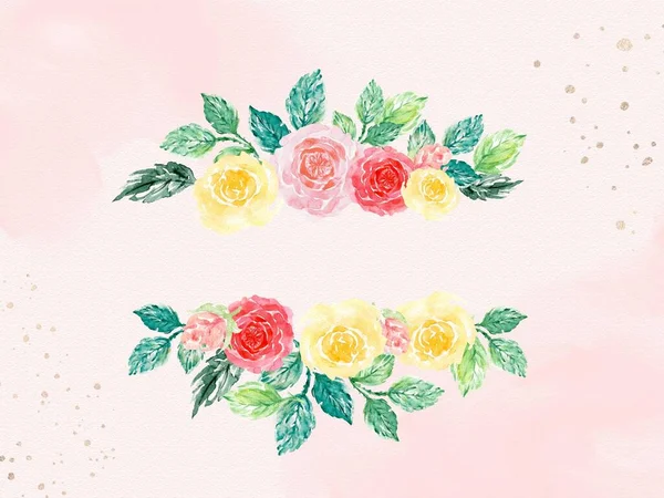 Rose Watercolor Saudações Convite Cartão Fundo Moldura Fronteira Para Celebração — Fotografia de Stock