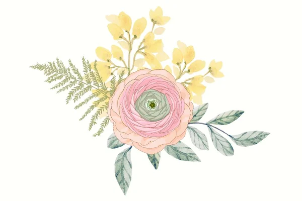 Şablon Etiketi Sınır Davetiyesi Büyüleyici Yaprak Çiçeği Illüstrasyonu — Stok fotoğraf