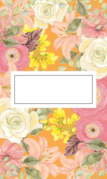 Template Label Banner Border Invitation Charming Petal blossom illustration