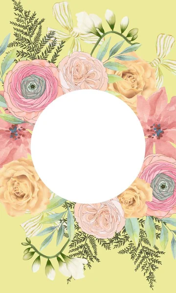 Template Label Banner Border Invitation Charming Petal blossom illustration