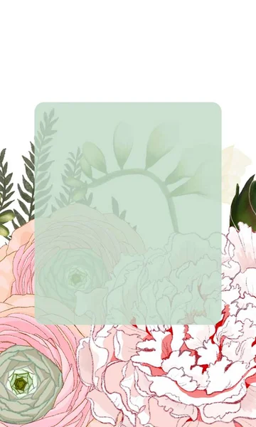 Template Label Banner Border Invitation Charming Petal Blossom Illustration — Stock Photo, Image
