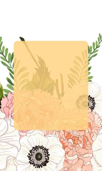 模板标签条幅边疆邀请函迷人的花瓣花朵插图 — 图库照片