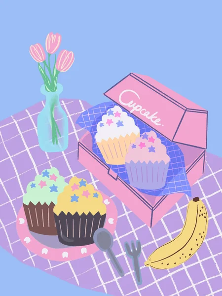 Caffè Cupcake Pretty Elements Oggetto Kawaii Dolce Dolce Dolce Clipart — Foto Stock