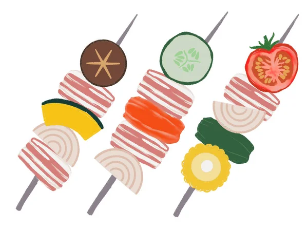 Elementos Aislados Colección Ingredientes Alimentarios Comida Ilustración Clipart Digital —  Fotos de Stock