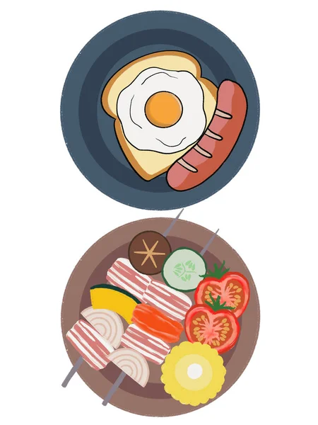 Isolierte Elemente Sammlung Lebensmittel Zutaten Mahlzeit Illustration Digitaler Cliparts — Stockfoto