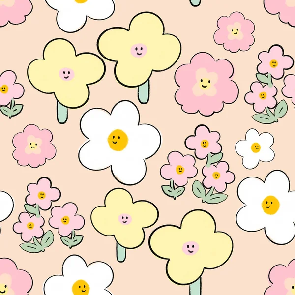 Seamless Pattern sweet cute pastel minimal botanical pretty flower for baby shower,birthday kids, wrapping