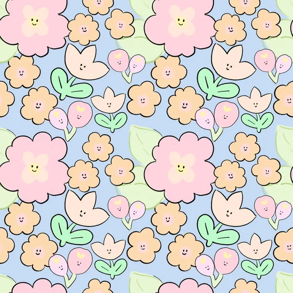 Seamless Pattern sweet cute pastel minimal botanical pretty flower for baby shower,birthday kids, wrapping