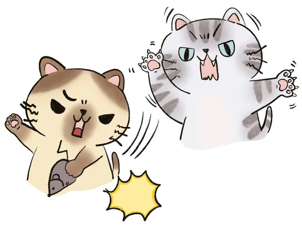 人形猫子猫キャラクター家族動物デジタルクリップパート感情イラスト用ステッカー プランナー 挨拶カード — ストック写真