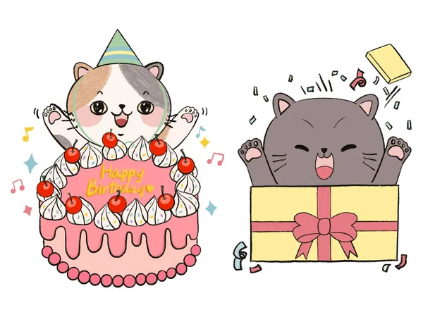 Doodle cat kitten character family animal digital clipart emotion illustration for sticker, planner, greetings card