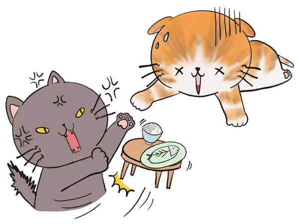 Doodle Kat Kitten Karakter Familie Dier Digitaal Clipart Emotie Illustratie — Stockfoto