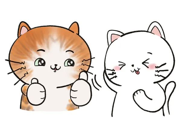 Doodle Cat Kcat Character Family Digital Clipart Emotion Illustration Sticker — 스톡 사진