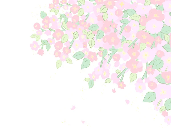Ручная Живопись Рисунок Фона Вдохновленный Японии Сладкий Пастельный Цветок Цветок — стоковое фото