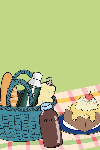 Sommer Frühling Saison Picknick Essen Getränke Korb Wochenende Urlaub Aktivität — Stockfoto