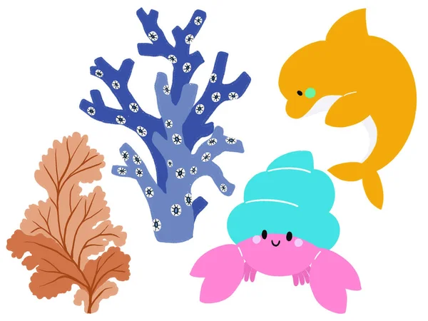 Tiere Unter Wasser Ozean Korallenriffe Fische Seepferdchen Rochen Mondfische Krabben — Stockfoto