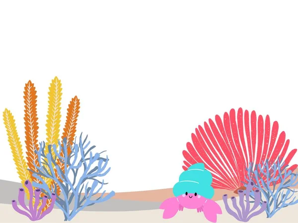 Coral Reef Crabe Coloré Illustration Salutations Carte Invitation — Photo