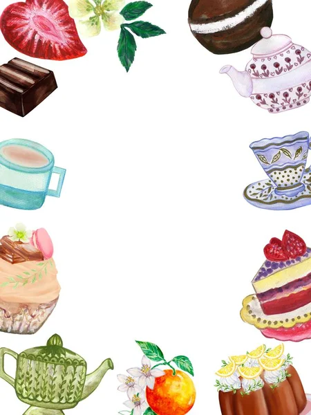 Традиційна Культура Їжа Десерт Пекарні Фруктові Чашки Teacup Teatime Вітальня — стокове фото