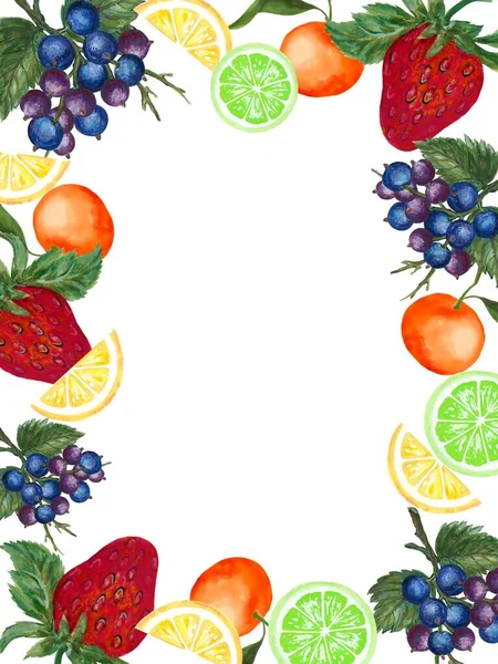 Інгредієнти Fruit Citrus Berry Сад Дозрілих Сільських Днів Дня Народження — стокове фото