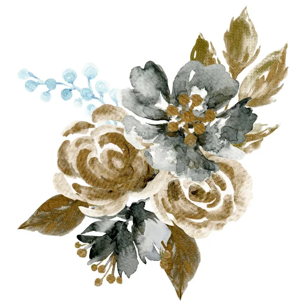 Coroa Buquê Folhas Rosa Pequena Flor Ilustração Desenho Pintura Para — Fotografia de Stock