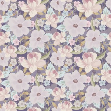 Yaz ortası ve bahar ortasında çiçek açan çayır, pürüzsüz desen, moda için bitki arka planı, duvar kağıdı, kağıt kumaş çiçek çayırı vahşi tasarım duvar kağıdı deseni