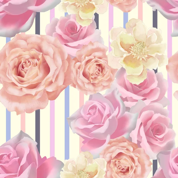 Квітка Троянди Квітучий Реалістичний Стиль Цифровий Кліпарт Ілюстрація Фон Ретро — стокове фото
