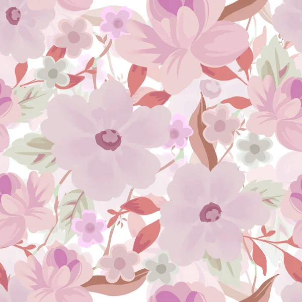 背景に花びらの芽甘いパターンを描くヴィンテージ花シームレスデジタルクリップ描画 — ストック写真