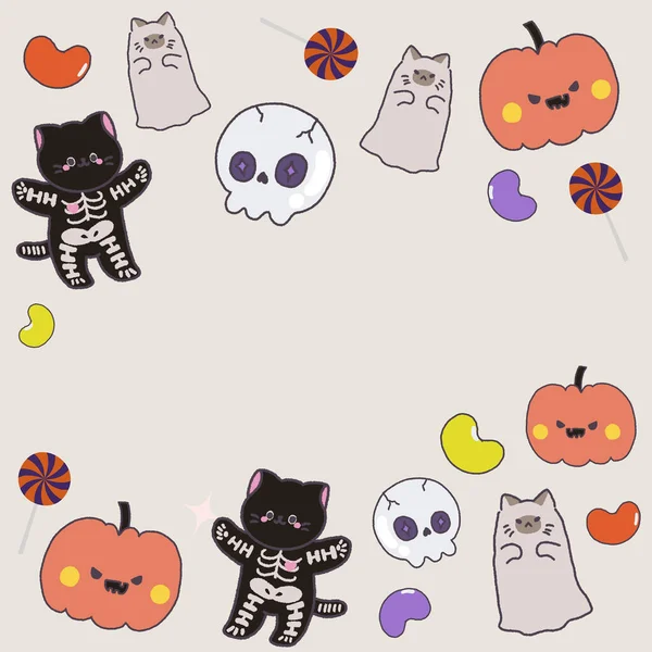 Happy Halloween Collection Pumpkins Cute Childish Ghosts Bat Magic Ideal — стоковое фото