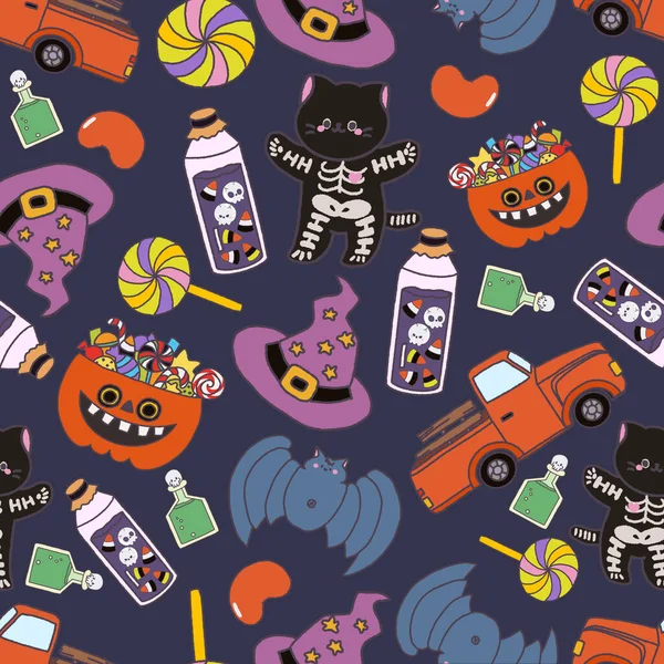 Patrón Halloween Sin Costuras Ilustración Clipart Digital Halloween Party Witch — Foto de Stock