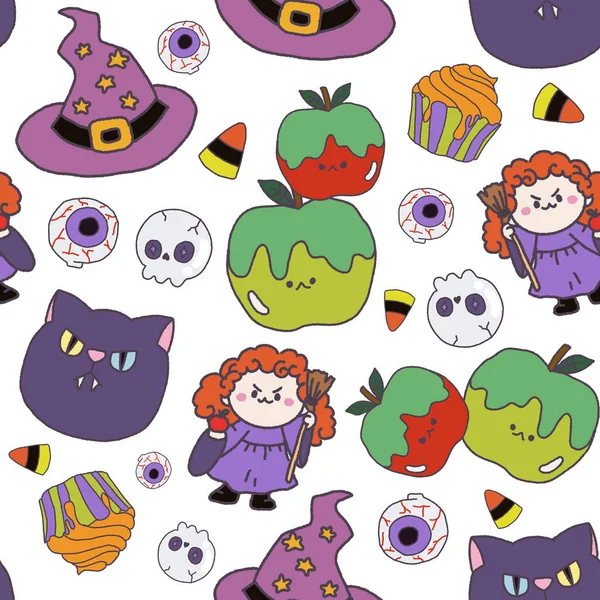Modello Halloween Senza Soluzione Continuità Illustrazione Clipart Digitale Halloween Party — Foto Stock