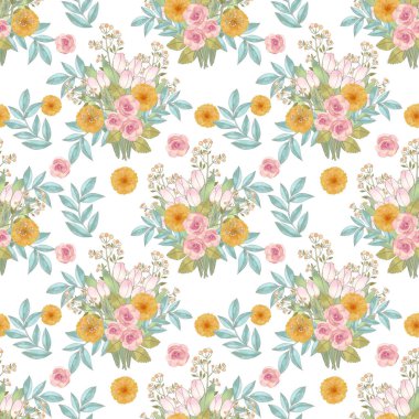 Çayır çiçeği, bal arısı, suluboya, pürüzsüz desen. Arı çiçeği bal peteği dekoratif süsleme yapar. Çiçek çiçeği grafik baskı tasarımı