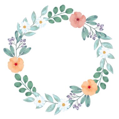 Bahar ve yaz. Arka plan suluboya düzenlemeleri. Küçük çiçekli. Botanik illüstrasyon çerçeve sınır pankartı şablonu