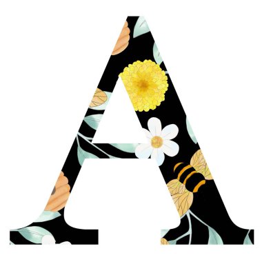 Alfabe Üst Davası Numarası: Çiçek açan münferit elementler logo, davetiye, moda kumaşı, düğün kartı için izole edilmiş. 