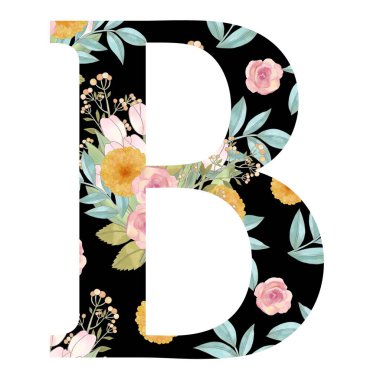 Alfabe Üst Davası Numarası: Çiçek açan münferit elementler logo, davetiye, moda kumaşı, düğün kartı için izole edilmiş. 