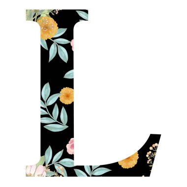 Alfabe Üst Davası Numarası: Çiçek açan münferit elementler logo, davetiye, moda kumaşı, düğün kartı için izole edilmiş. 