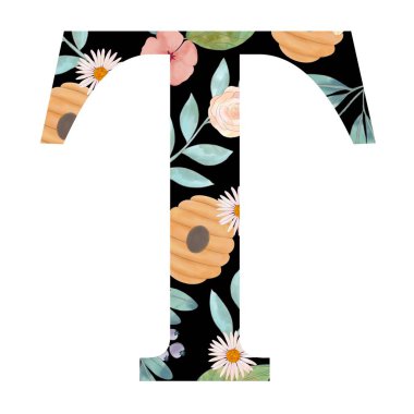 Alfabe Üst Davası Numarası: Çiçek açan münferit elementler logo, davetiye, moda kumaşı, düğün kartı için izole edilmiş. 