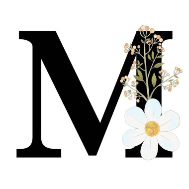 Alfabe Üst Davası Numarası: Çiçek açan münferit elementler logo, davetiye, moda kumaşı, düğün kartı için izole edilmiş. 