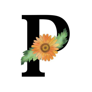 Alfabe Üst Davası Numarası: Çiçek açan münferit elementler logo, davetiye, moda kumaşı, düğün kartı için izole edilmiş. 