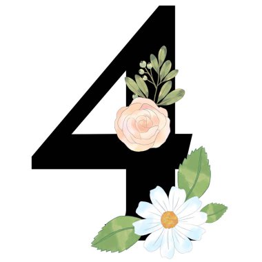 Alfabe Üst Davası Numarası: Çiçek açan münferit elementler logo, davetiye, moda kumaşı, düğün kartı için izole edilmiş. 