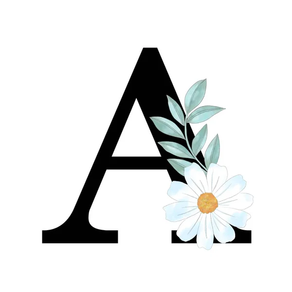 Alphabet Upper case Number isolated elements blossom floral isolated for logo, invitation, fashion fabric, wedding card
