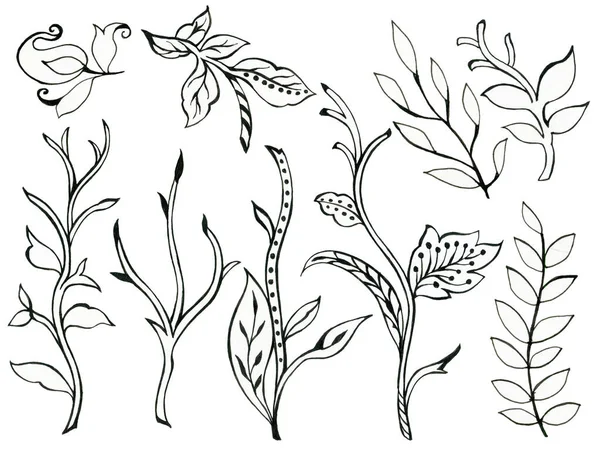 Handgetekende Illustratie Henna Tattoo Elementen Boeket Voor Ontwerp Textiel Decoratief — Stockfoto