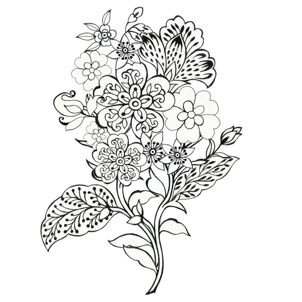 Csokor Batik Damaszt Retro Virág Elemek Retro Elvont — Stock Fotó