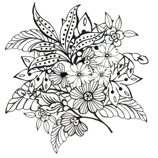 Bouquet Batik Damask Retro Flower Elements Retro Abstract — Stock Photo, Image