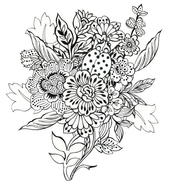 Bouquet Batik Damast Retro Blume Elemente Retro Abstrakt — Stockfoto