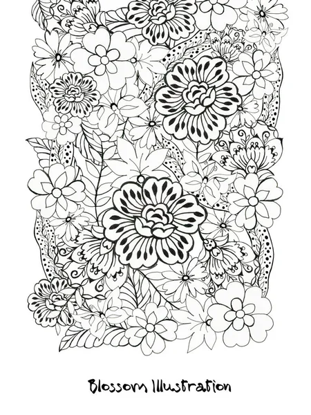ヘナタトゥーペットフラワーテンプレート招待カード メフテアジアスタイルのアウトラインイラスト手描き白い背景 — ストック写真