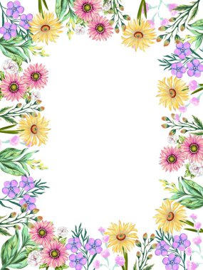 Tarla yabani çayır çiçek şablonu yalıtılmış elementler bahçe dekorasyonu parti kutlaması davetiye kartı 