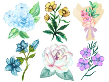 Tarla yabani çayır çiçek şablonu yalıtılmış elementler bahçe dekorasyonu parti kutlaması davetiye kartı 